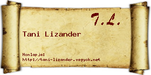 Tani Lizander névjegykártya